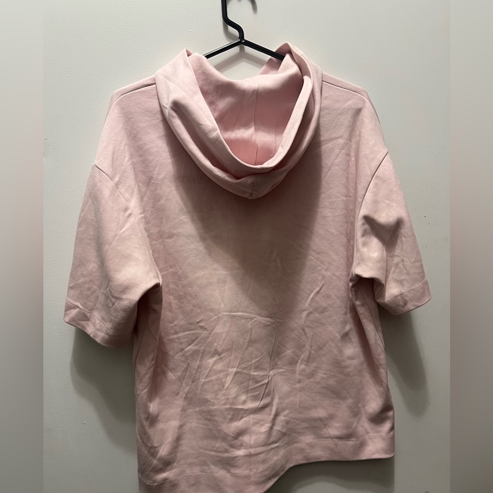 Oversized pink short sleeve popover hoodie - Picture 5 of 8